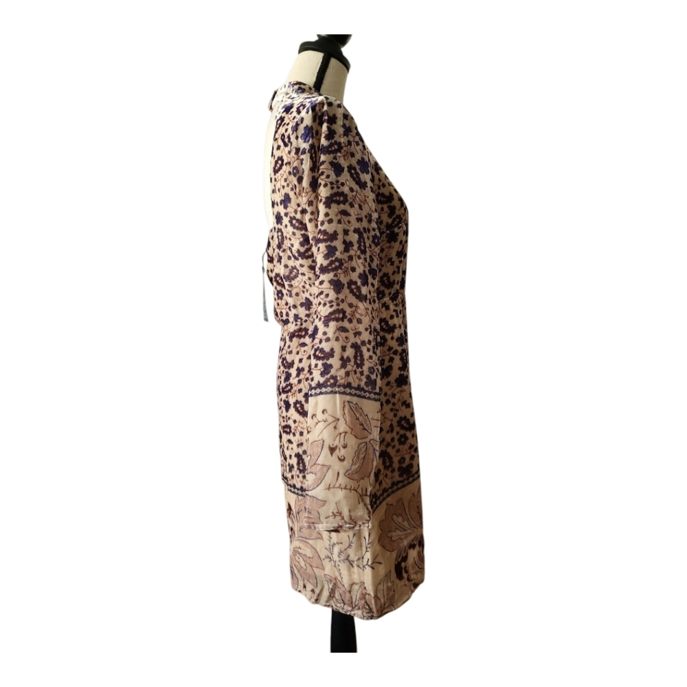 CHASER‎ Open Back Silk Blend Mini Dress Folkloric Tapestry Velvet Size M New - Picture 6 of 9
